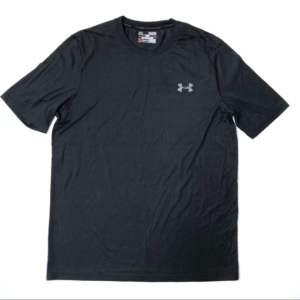 Under Armour Threadborne Loose Heat Gear Black Short Sleeve T-Shirt Small